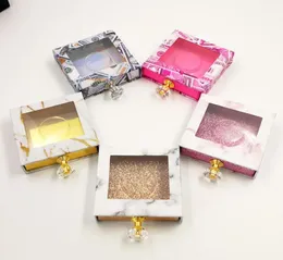 Designer Kristallgriff quadratische Wimpernbox leere falsche Wimpernverpackungsbox gefälschte 3D Nerze Wimpern Kisten Faux Cils Strip Diamant Magnet5488009