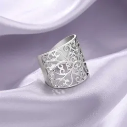 Обручальные кольца Skyrim Vintage Filigree Flower Ring Женщины открытые регулируемые эстетические кольца из нержавеющей стали.