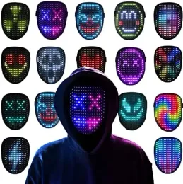 Masks New Halloween LED Mask Gesture Light Mask Facechanging Induction Party Performance Atmosphere Props