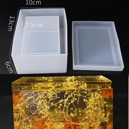 Transparent silikonform torkad blommhart dekorativ hantverk diy lagring vävnadslåda mögel epoxi hartsformar för smycken T200917 239k