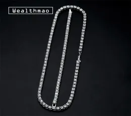 5mm Men039s Hip Hop Bling Bling Iced Out Tennis Chains 1 Row Necklaces Bracelet Crystal Luxury Silver Gold Color Men Chain Jewe4414258