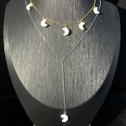 Hochwertige 925 Sterling Silber Moon -Form -Charm Long y Lariat Halskette 2024 Sommer Neugekommener Mode Frauen Luxusschmuck