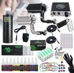 Rotary Tattoo Kit 2pcs Professional Rotary Motor Tattoo Machines Mini Power Supply SUPERIOR Needles Tips Grips1926905