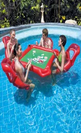 WholeWaterpark Inflatable Mahjong Poker Table Set Floating Row Inflatable Chair Float Fun Pool Toy Outdoor Toys Adults High Q2054989