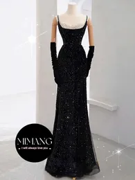 Trumpet/sjöjungfru aftonklänning Party Dress Graduation Dresses High End Luxury Svart paljetter Elegant stil Meeting Dress Girl