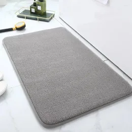 Carpets Solid Color Coral Velvet Floor Mat Thickened Memory Cotton Non-slip Foot Suitable For Toilet Absorbent Quick Drying Door