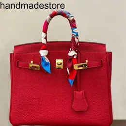 Bk Togo Top Platinum Layer Bag Cowhide Womens 2024 Herbst/Winter Mode rote Brauthochzeit Handtasche handgefertigtes echtes Leder