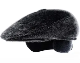 HT1845 Retro klasyczny jesienny zimowy kapelusz mężczyźni Vintage sztuczny tata kapelusz ciepły ucha płaska męska płaskie berety przyczynowe bluszcz beret cap1383069