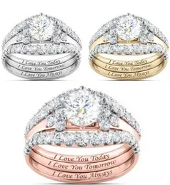 Yunjin New Diamond ThreePiece Ring Set Popular Lady Engagement Hand Jewelry3005423