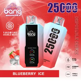 Bang Box Puff 25000 25K Puffs Einweg Vape Vape Stift Authentische Dampf Mesh Spule wiederaufladbare E -Zigaretten 0% 2% 3% 5% 12 Farben LCD -Bildschirm