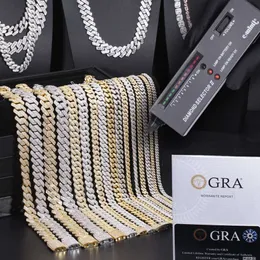 Jóias de moissanita diamante completo 925 Sterling prateado ouro banhado cubano Brancecet Chain Pass Tester Passer Chain