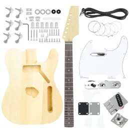 Gitarre DIY E -Gitarren -Kit LT Wood Gitarre Teile 6 Saiten 22 Basswood Neck Body E -Gitarre mit Anschlusskabel