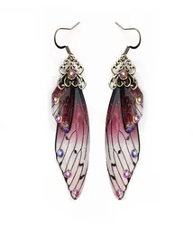 Orecchini gocce di goccia di goccia femminile fatti a mano di moda Orecchini di ali di cicala a ali di cicala orecchini di rinestina viola orecchini vintage G4386577