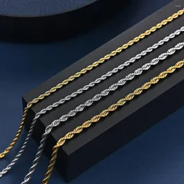 펜던트 목걸이 3/4/5mm 단일 스테인리스 보석 18k 골드 도금 목걸이가 포함 된 티타늄 스틸 트위스트 체인