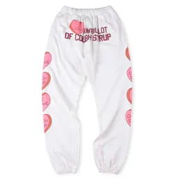 24SS Sweatpants Pants Eur Size Men Hip Hop That's A Awful Lot of Cough Syrup Unisex Print Joggers Drawstring Street Wear Trousers Real Pics