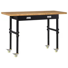 59 "Garage Work Bank mit Schubladen und Rädern, Höhenverstellbare Beine, Bambus -Tabletop Workstation Tool Table