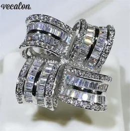 Anello di promessa di Big Flower Big Flower Luxury Vecalon 925 Sterling Diamond Engagement Anelli per la fetta di nozze per donne gioielli di dito1995083