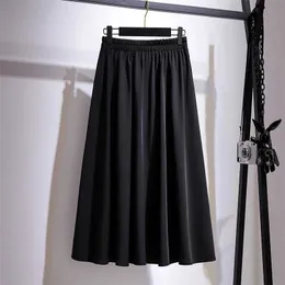 Röcke vergrößerte Größe Womens Frühling Casual Kleid mit schwarzen Vorhängen und Polyester Maxi für Pendelfeiern sieht 2xLarge bis 6x Loose bequemes Q240507 aus.