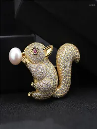 Brooches Freshwater Pearl Brooch Squirrel Pins For Women Fashion Scarf Clip Animal Jewelry Broach Bouquet Christmas Gift7656153