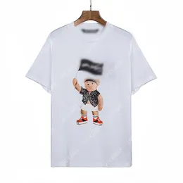 Palm PA 24SS Yaz Mektubu Baskı Kırık Baştan Çıkarılmış Bayrak Ayı Logo Tişörtlü Erkek Hediyesi Gevşek Büyük Boy Hip Hop Unisex Kısa Kollu Aşıklar Stil Tees Angels 2153 KKY