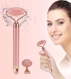 Electric Facial Jade Roller Vibrating Women Rose Face Relaxation Slimming Tool Quartz JadeRoller Massager Health Skin care Body H4929767