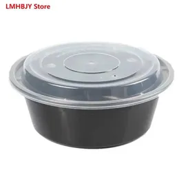 Stoviglie usa e getta LMHBJY Contenitori di preparazione di carne Contenitore di cibo in plastica con coperchi per pranzo portatile all'aperto 1 Compartment Round Q240507