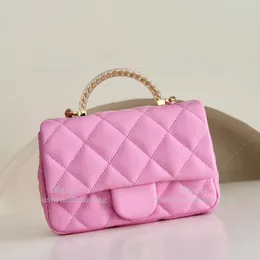 Spegelkvalitetsklaffväska med topphandtag 20 cm lammskinn axelväska designer kvinna designer väska handväska hög kvalitet med låda c450