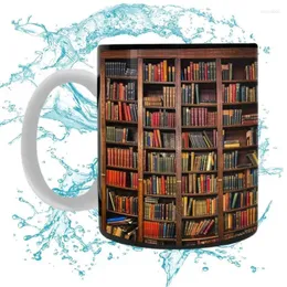 Mugs 3D Bookshelf Mug Librarian Coffee Multi-Purpose Creative Space Design 350ml Bookish Items For Readers Bookworm