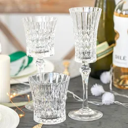 Geprägter Kristallglas Tasse Wein Champagner Becher Trinkwasser Nordic Luxus Copas de Vino Küche Essbar EB5BL Brille 261g