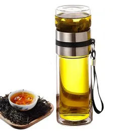 Kemorela 400 ml dubbelskikt Tea vattenflaska Hög borosilikatglaskopp med filter Infuser Tumbler Drinkware Set For Home 240422