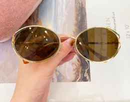 Oval Sunglasses Gold Meal Frame with Brown Lens Women Designer Sunglasses Glasses Summer Shades Sunnies Lunettes de Soleil UV400 Eyewear