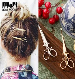 MLJY Fashion Scissors Shape Lovely Women Girls Gold Plated Hair Clip Barrettes Christmas Party Hairpin Hair Accessories 24 Pcslot3829108