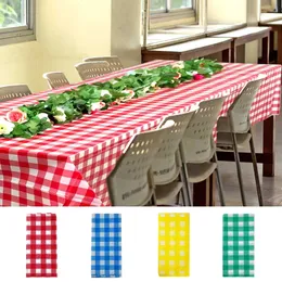 Tek kullanımlık yemek takımı kırsal stil düz desenli masa örtüsü tek kullanımlık plastik dikdörtgen masa kapağı düğün doğum günü partisi açık piknik mat Q240507