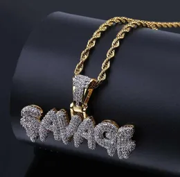 Som isade ut vilda bokstäver hänge halsband Goldsilver pläterade mikrobanva kubiska zirkon hiphop smycken gåvor4493298