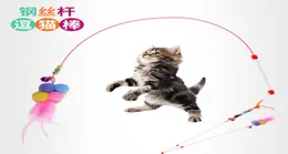 Bell Peluş Tüy Fish Pet Oyun Toy Çelik Teli Teaser Cat Stick Supplies 15320317