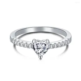 Clusterringe Stl S925 Sterling Silber Ring für Frauen in Europa und Amerika Leicht Luxus Einfacher Liebe Simulierter Diamantschmuck