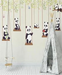 3D Custom Cartoon Painting Wallpaper Cartoon Panda детская комната фон обои водонепроницаемые экологически чистые настенные роспись 272J7146452