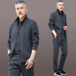 Men's Suits Blazers Middle aged and elderly sportswear mens spring/summer new dad autumn set casual 3-piece 1-piece Q240507