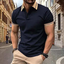Men Polo Mens Shirt Short Sleeve Polo Shirt Contrast Color Fashion personal polo shirts sleeved t shirts with polo collar Breathable Quick Dry Fit Man quality Golf top