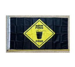 Beer Pong Zone 3x5ft Flags 100d Polyester Banners Inomhus utomhus livlig färg Hög kvalitet med två mässing GROMMETS6878218