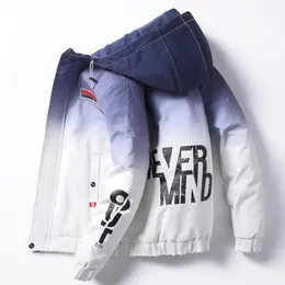 Men's Jackets Jaqueta Com Capuz Masculina Blus o Corta-vento Primavera Estilo Hip Hop Patchwork Cor Gradiente 288O