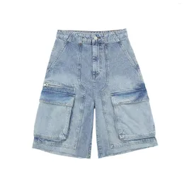 Women's Shorts Women Fashion Summer Mid-waist Tooling Casual Vintage Zipper Pocket Female Denim Short Pants Mujer