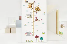 Animali della foresta Leone Monkey Owl Bird House Tree Altezza Misura Adesivo per pareti per bambini Crescita Poster Crescita Decorazione per la casa Decal8182058