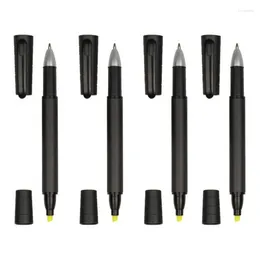 Fluorescent Marker Pen Black Gel 2-in-1 Dual-ended Highlighter Nib Colored Tip For Note Drop