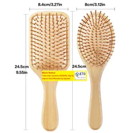 Capelli di bambù pettine paddle pennello per la spazzola per massaggio per la spazzola per massaggio grande pezzi di pettini in pettini massager prevenire tricomadesi calda 11 ll