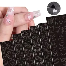1pcs Nail Art Airbrush Stencils Self-Adhesive Decal Reusable Nail Tattoo Template Trendy Salon Manicure Supply