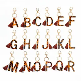 A-Z Keychain Classic Classic Leopard Print Anhänger Key Ring 26 Initialen Keychain Weihnachten kreative Geschenke DF224