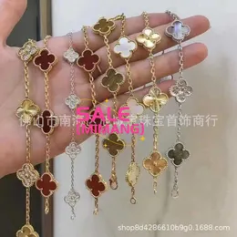 Classic Van Jewelry Accessories V Gold High Version Fanjia Four Leaf Grass Five Flower Bracelet Female 18k Rose White Fritillaria Clavicle Chain Live Broadcast 1MUH