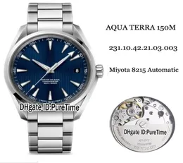 Новый диск 150M 2311042203003 Стальной корпус Blue Texture Dial Miyota 8215 Automatic Mens Watch 415mm Sports Watches Cheap Puret7021915
