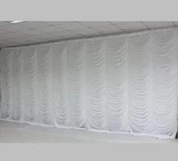 Novas Decorações de cenário de cenário de cortina de casamento da festa de casamento de 10ftx20 pés de 10f20 em design de ondulação White Color9061109